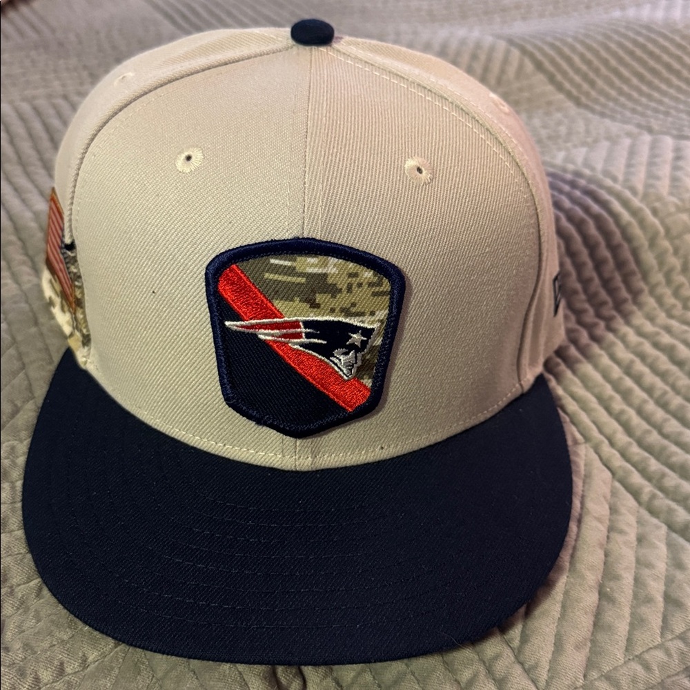 New Era New England Patriots Camo Cap - Tan Olive Black fitted 7 5/8 never work